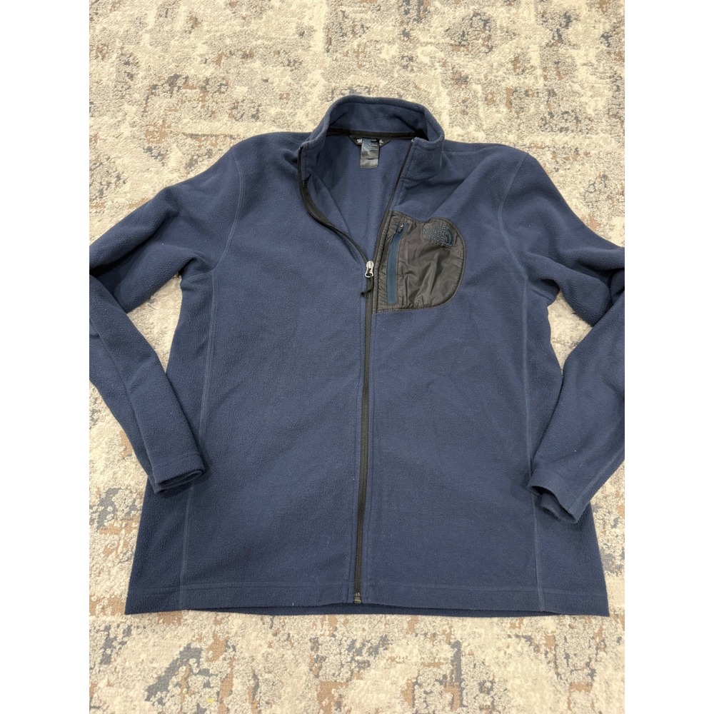 The North Face Mens‎ Full Zip Fleece Jacket Navy Blue L Regular Mock Neck